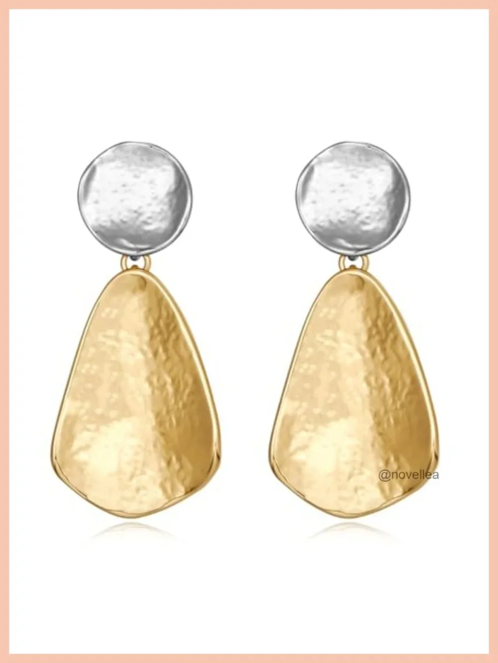 Gold Plated Geometric Chunky Dangle Earrings Statement Drop Hammered
